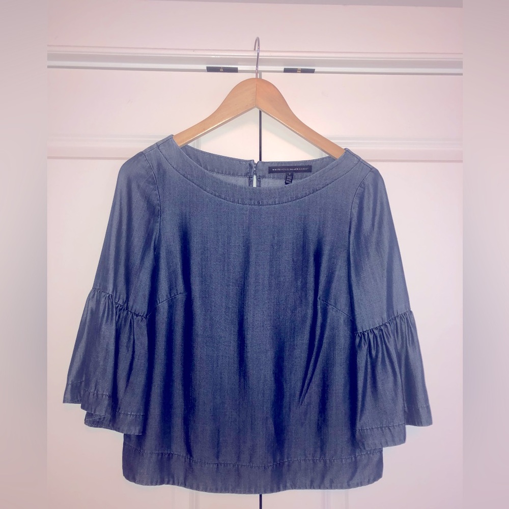 WHBM, dark denim/chambray type top, excellent shape. Non-smoking home